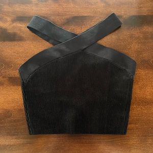 Babaton sculpt knit crisscross crop top